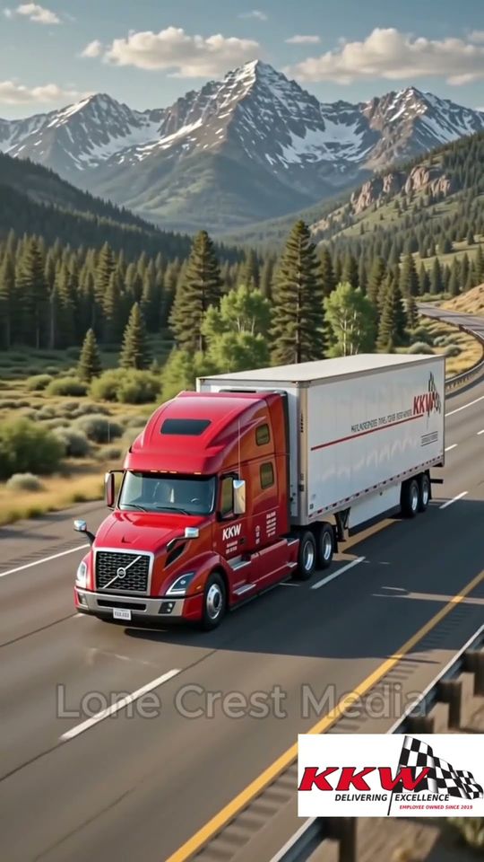 Highway spot: A truck, a mountain pass, a logo